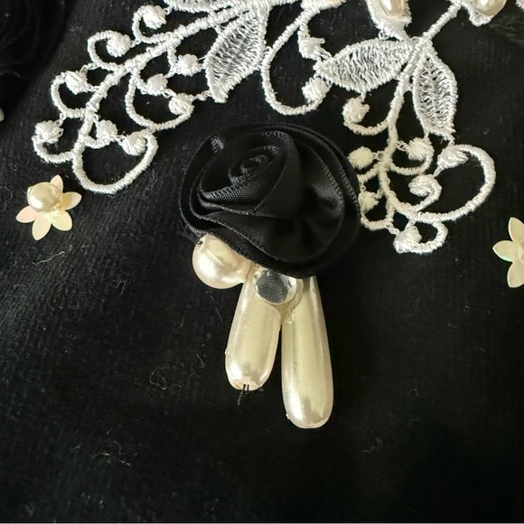 Vintage Bedazzled Denim Jacket Girl Medium 8/10 Black 90s Western Y2K Jean Bling - Picture 4 of 12